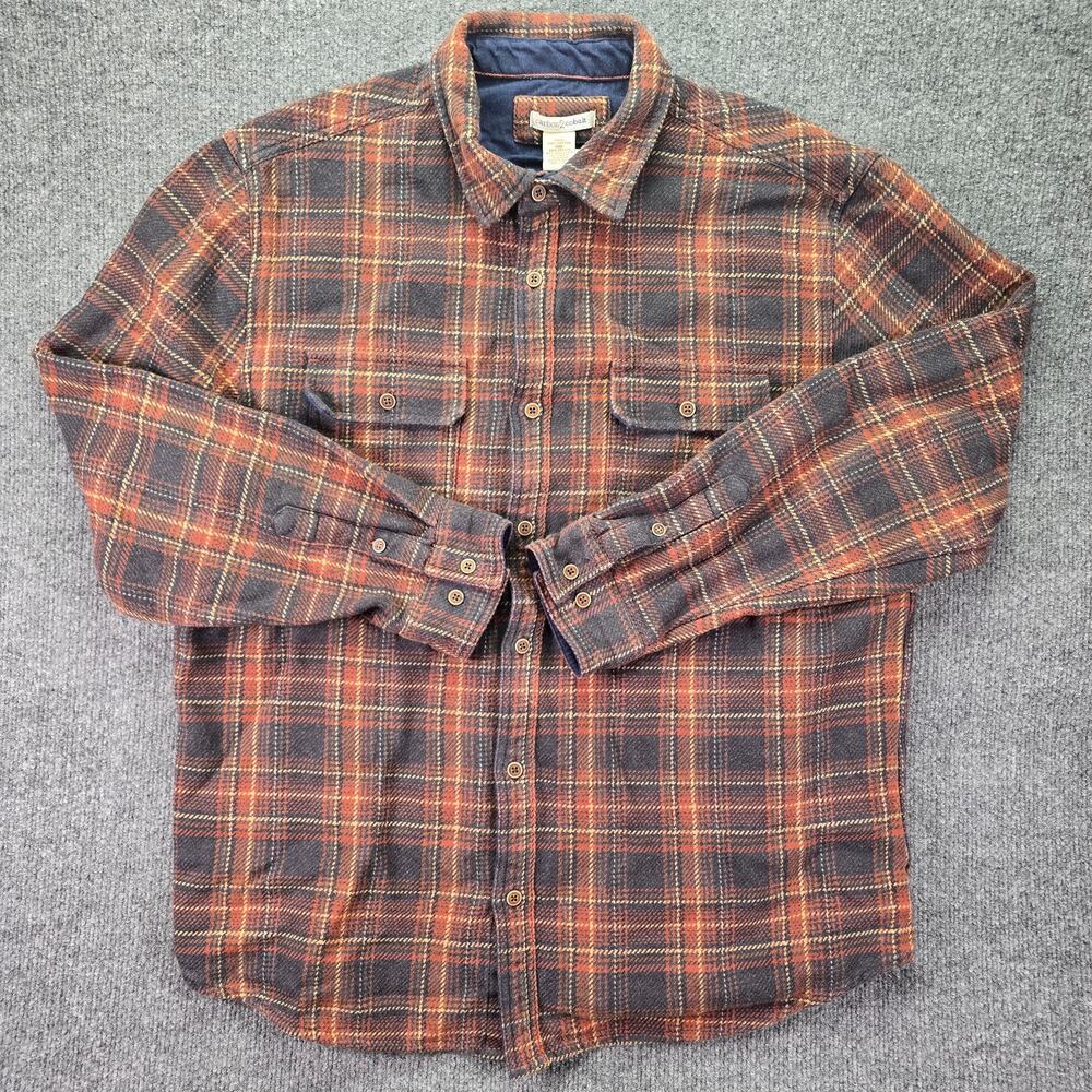 Carbon 2 Cobalt Shirt Mens Large Rust Plaid Charcoal Flannel Long Sleeve Cotton